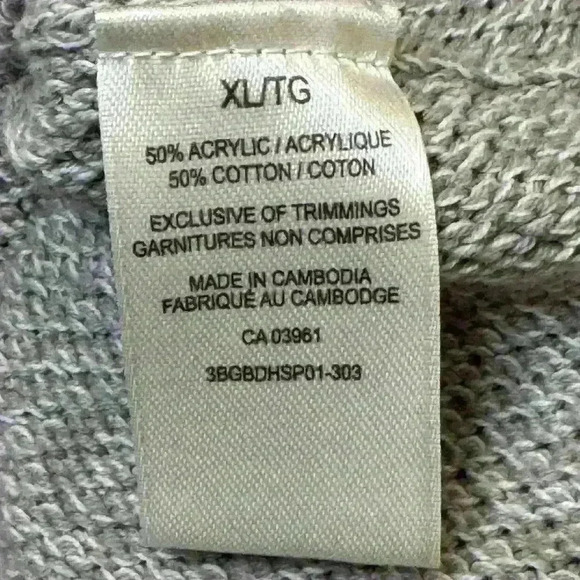 Denver Hayes 3/4 Sleeve Cable  Knit Scoop Neck Grey size XL - Picture 3 of 5